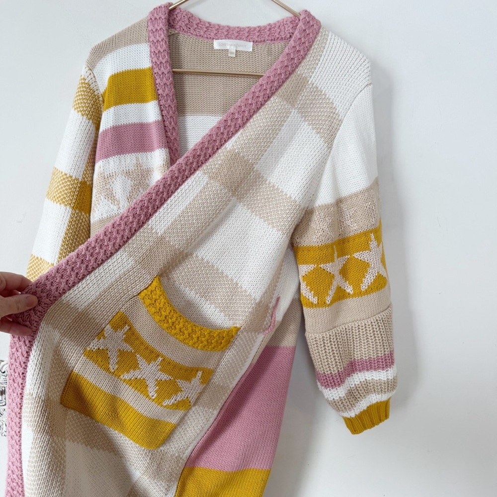 LoveShackFancy Grayson Duster Cardigan Desert Sunset Gingham Striped Star XS / S - Picture 9 of 11
